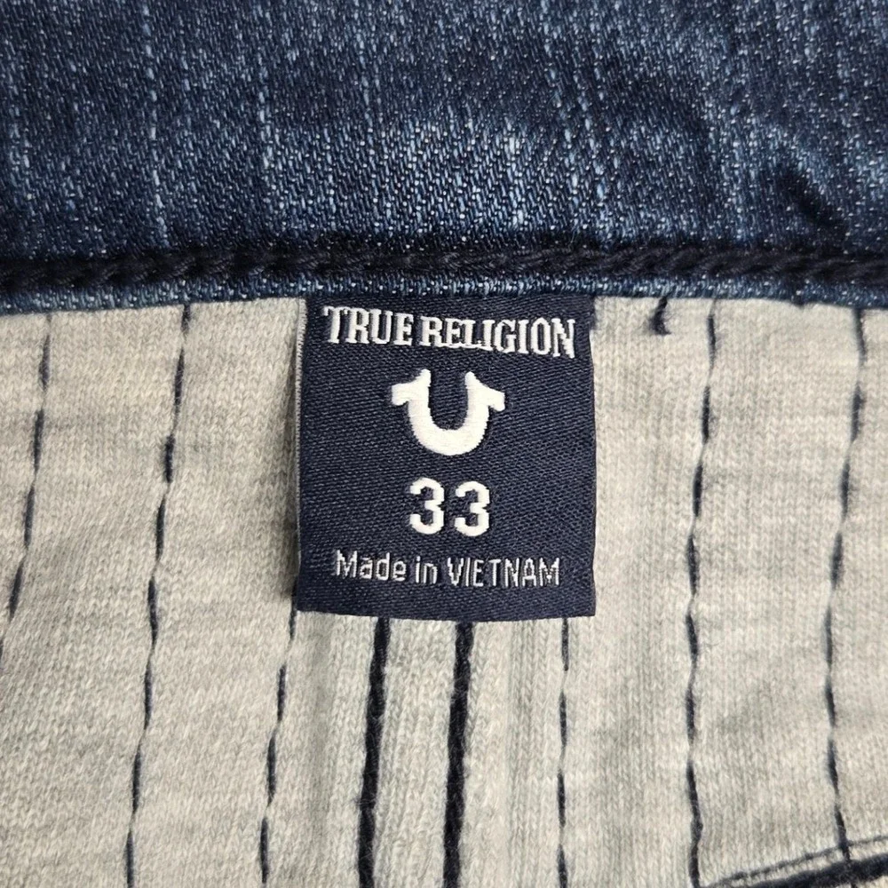 True Religion Geno Relaxed Slim Jean Men 33 Moto Biker Distressed Zipper Pockets